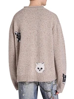 Kuelu Cat Jacquard Wool-Blend Sweater