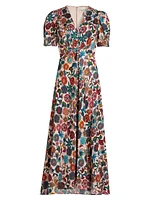 Lea Floral Silk Maxi Dress