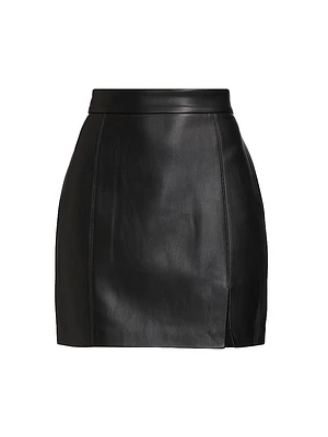 Faux Leather Slit Skirt