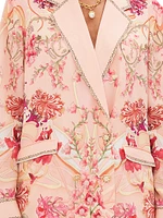 Floral Silk Double-Breasted Blazer