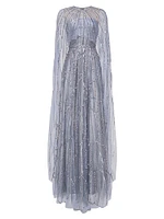 Cielo Beaded Cape Gown