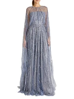 Cielo Beaded Cape Gown