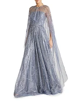 Cielo Beaded Cape Gown