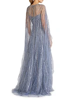 Cielo Beaded Cape Gown