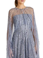 Cielo Beaded Cape Gown