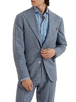 Stripe Flannel Deconstructed Blazer with Large Peak Lapels