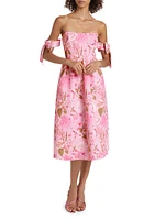 Evelyn Floral Off-The-Shoulder Midi-Dress