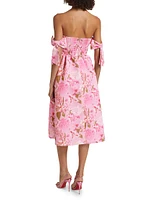 Evelyn Floral Off-The-Shoulder Midi-Dress