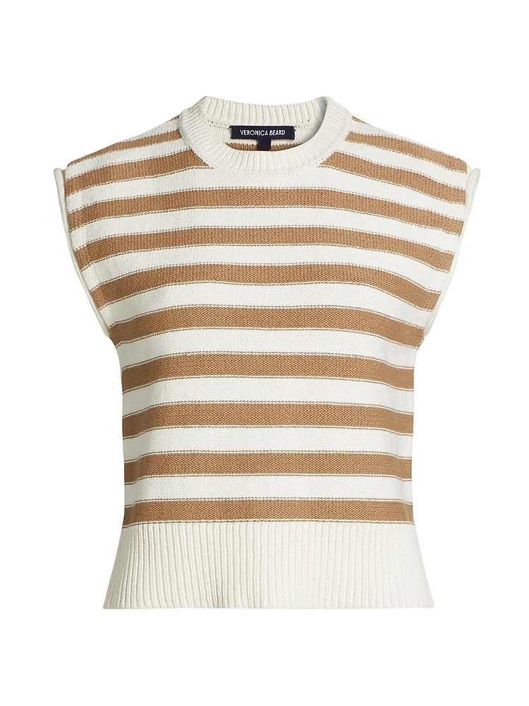 Vera Striped Cotton Cap-Sleeve Sweater