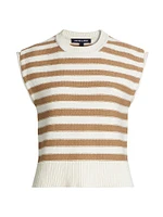 Vera Striped Cotton Cap-Sleeve Sweater