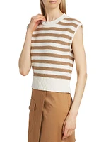 Vera Striped Cotton Cap-Sleeve Sweater