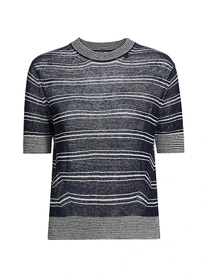 Tula Striped Linen-Blend Knit Top