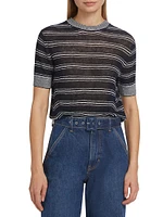 Tula Striped Linen-Blend Knit Top