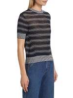 Tula Striped Linen-Blend Knit Top