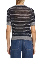 Tula Striped Linen-Blend Knit Top