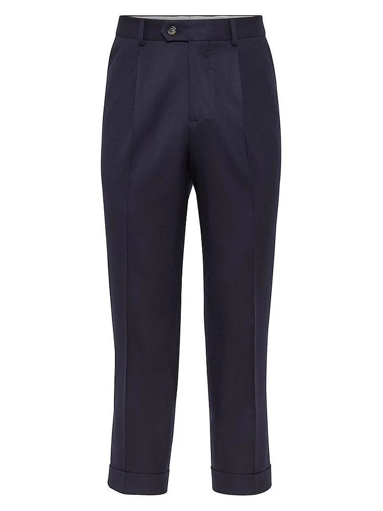 Virgin Wool Flannel Leisure Fit Trousers