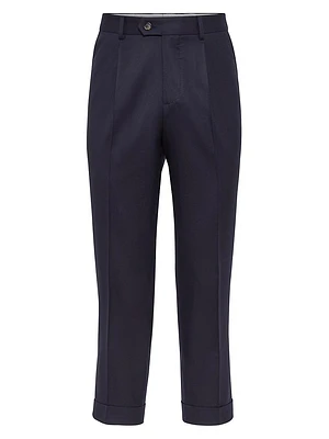 Virgin Wool Flannel Leisure Fit Trousers