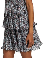 Floral Georgette Smocked Minidress