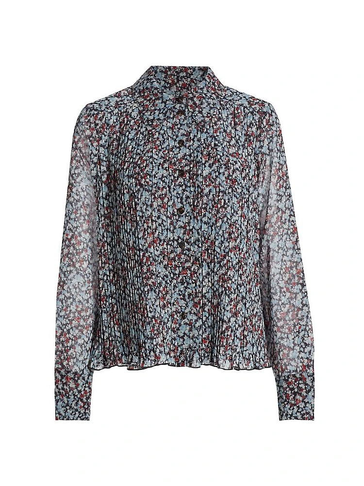 Floral Georgette Pleated Shirt