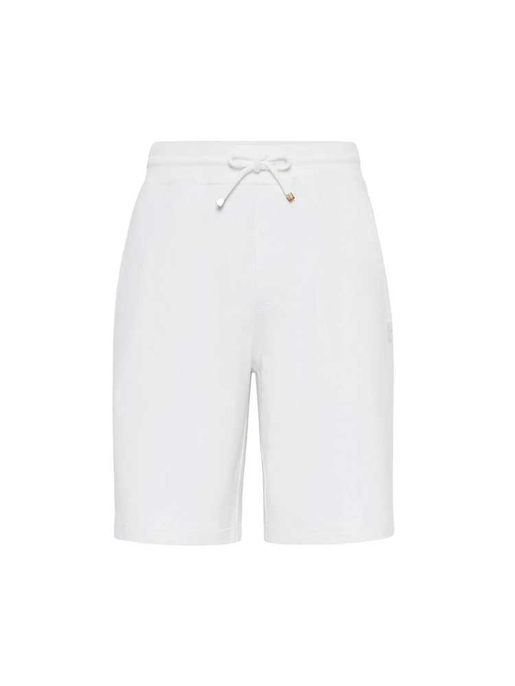 Cotton French Terry Bermuda Shorts with Drawstring