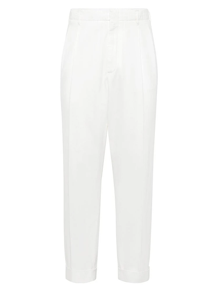 Relaxed Fit Trousers Twisted Cotton Gabardine