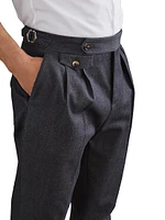 Denim Tailor Fit Trousers with Reversed Double Pleats