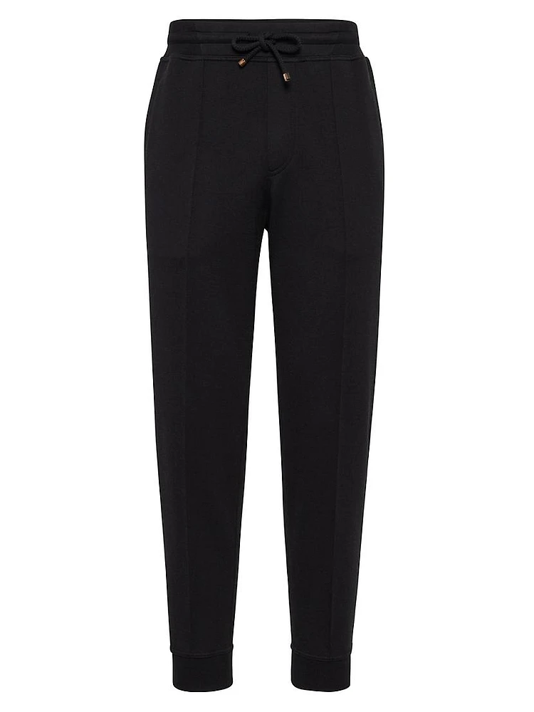 French Terry Double Cloth Trousers with Crête Detail