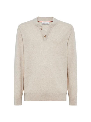 Cashmere Waffle Stitch Knit Polo