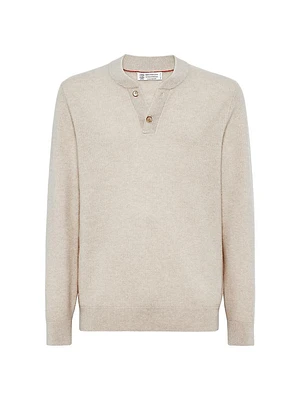 Cashmere Waffle Stitch Knit Polo