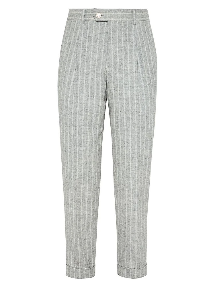 Stripe Leisure Fit Trousers with Pleats