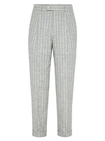 Stripe Leisure Fit Trousers with Pleats