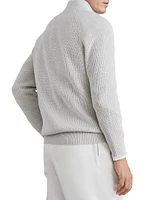 Cotton Half English Rib Turtleneck Cardigan with Zipper