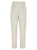 Leisure Fit Trousers with Pleats and Waist Tabs