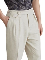 Leisure Fit Trousers with Pleats and Waist Tabs