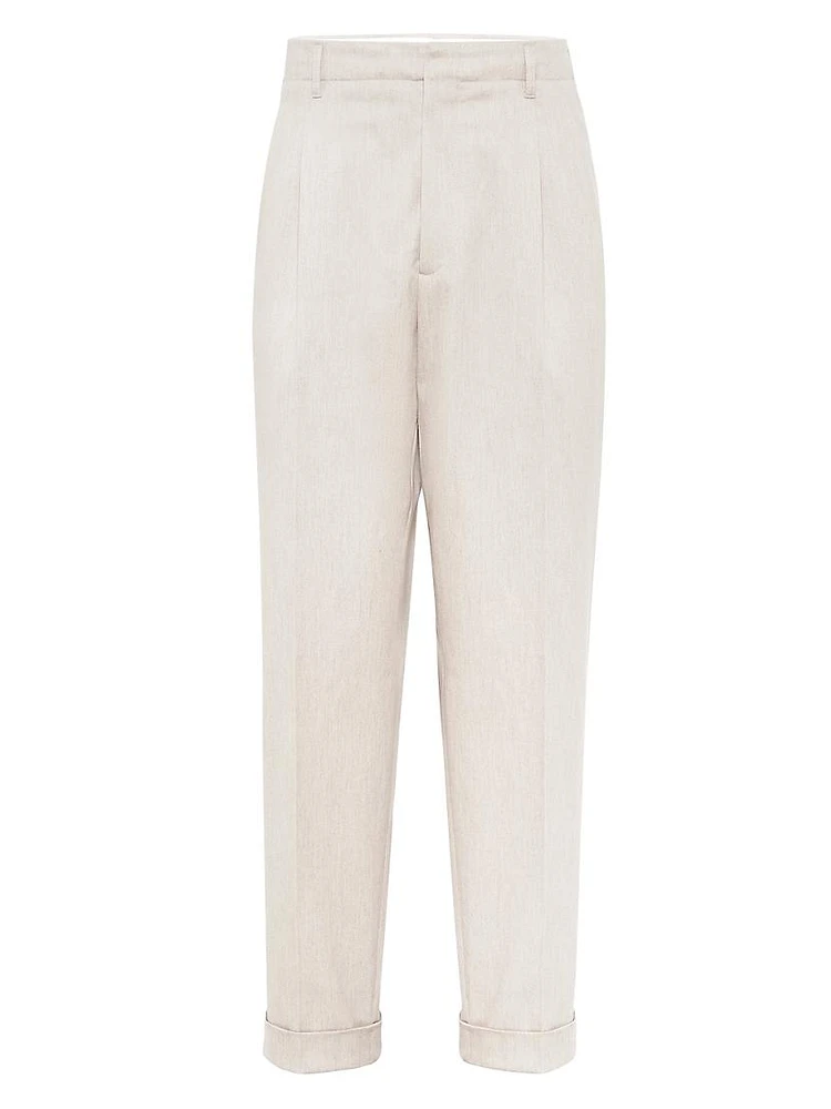 Relaxed Fit Trousers with Double Pleats