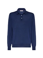 Virgin Wool and Cashmere Polo Style Lightweight Sweater