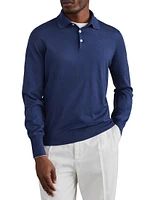 Virgin Wool and Cashmere Polo Style Lightweight Sweater