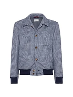 Wool Prince of Wales Shirt Style Bomber Jacket