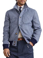 Wool Prince of Wales Shirt Style Bomber Jacket