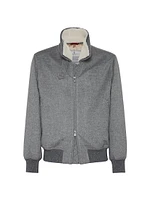 Bonded Cashmere Beaver Cloth Bomber Jacket