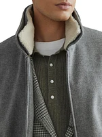 Bonded Cashmere Beaver Cloth Bomber Jacket