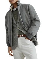 Bonded Cashmere Beaver Cloth Bomber Jacket