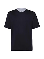 Lightweight Jersey Crewneck T-Shirt with Faux Layering