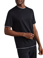 Lightweight Jersey Crewneck T-Shirt with Faux Layering