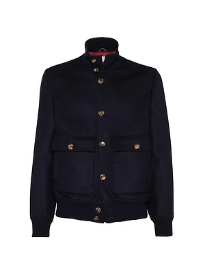 Wool Double Beaver Cloth Bomber Jacket