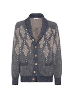 Geometric Jacquard Cardigan Alpaca, Cotton and Wool