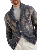 Geometric Jacquard Cardigan Alpaca, Cotton and Wool