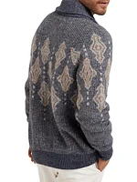 Geometric Jacquard Cardigan Alpaca, Cotton and Wool