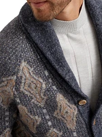 Geometric Jacquard Cardigan Alpaca, Cotton and Wool