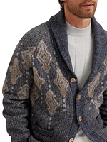 Geometric Jacquard Cardigan Alpaca, Cotton and Wool